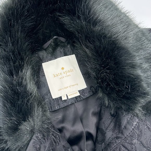 Kate Spade Metallic Jacquard Coat - Size 4 - Picture 7 of 9